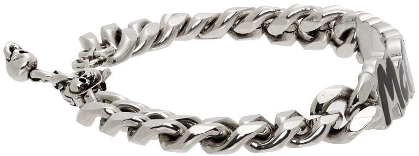 商品Alexander McQueen|Silver Graffiti Logo Bracelet,价格¥3861,第7张图片详细描述