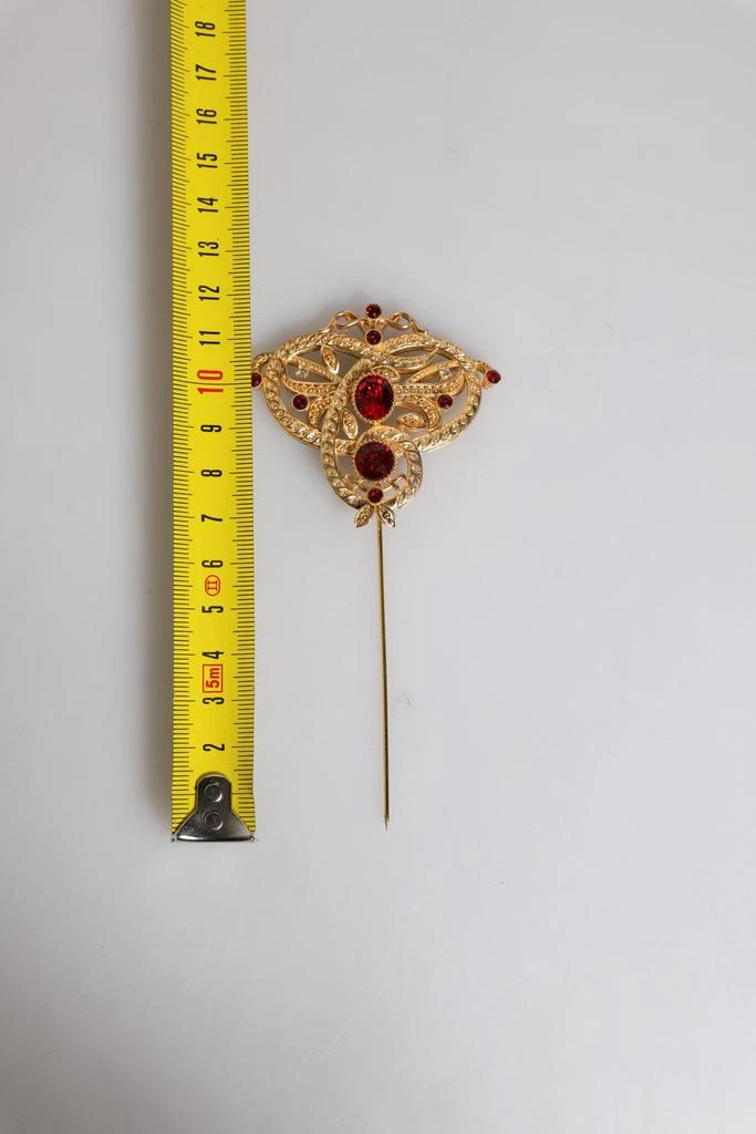 Dolce & Gabbana Gold Tone Red Crystal Embellish 925 Sterling Silver Pin 商品