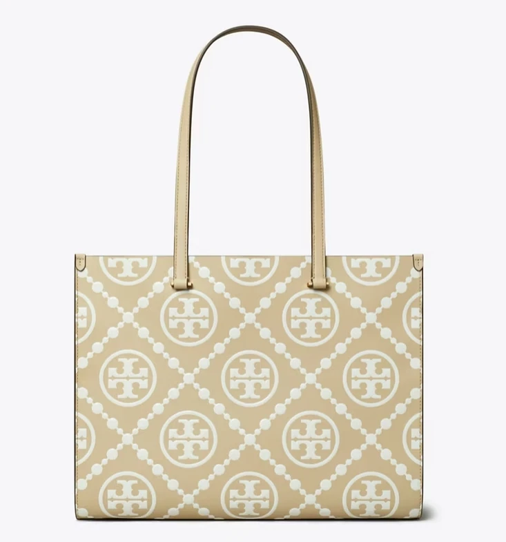 商品Tory Burch|汤丽伯奇女士皮革一面深一面浅色手提单肩托特包（香港仓发货）,价格¥3590,第1张图片