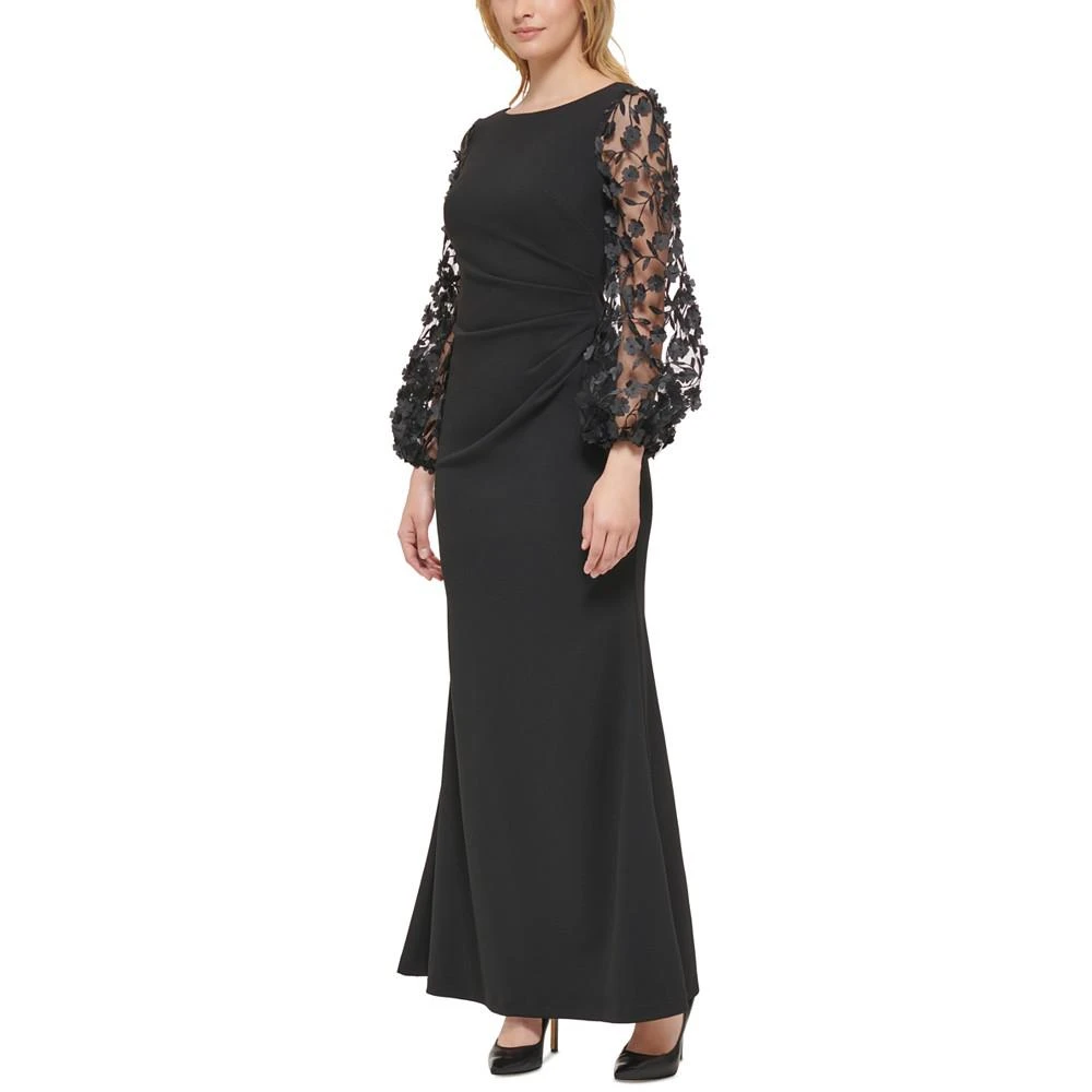 商品Eliza J|Women's 3D Floral-Sleeve Boat-Neck Gown,价格¥1702,第3张图片详细描述