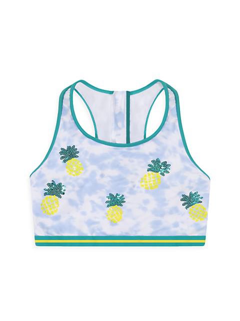 Girl's 2-Piece Tie-Dye Pineapple Embellished Swimsuit商品第2张图片规格展示