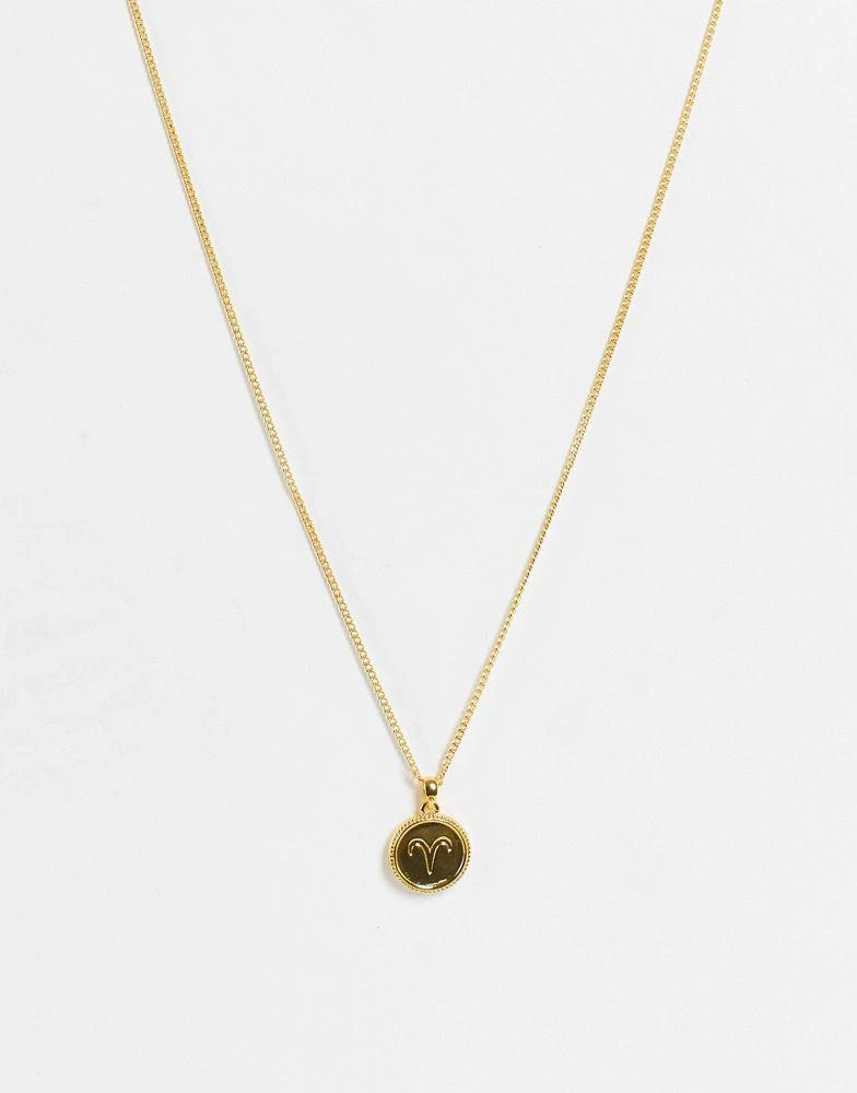 商品ASOS|ASOS DESIGN 14k gold plated necklace with reversible zodiac aries pendant,价格¥78,第3张图片详细描述