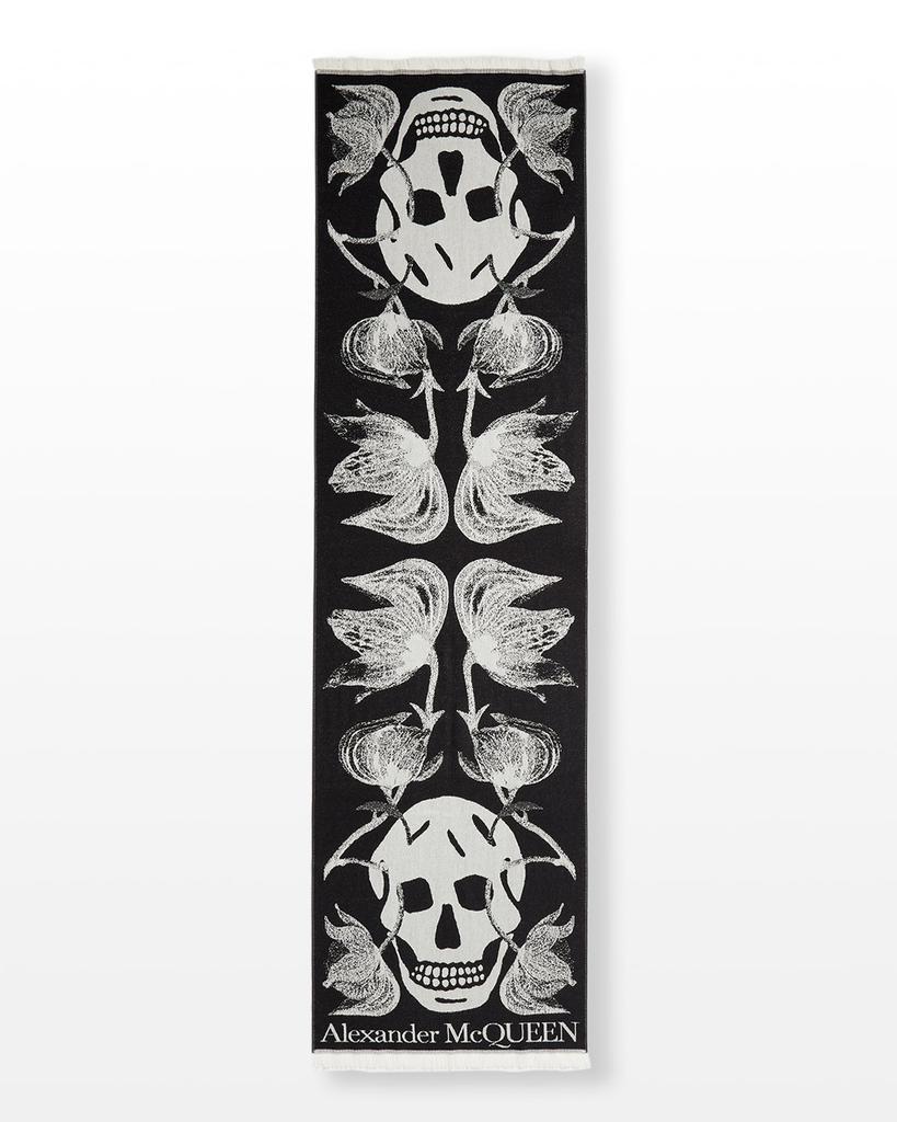 商品Alexander McQueen|Oversized Skull Flower Wool Scarf,价格¥2137,第4张图片详细描述
