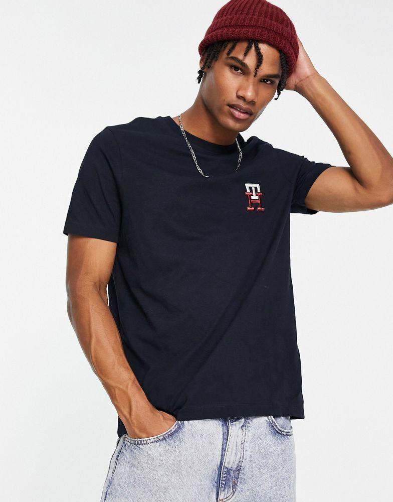 Tommy Hilfiger monogram logo t-shirt in blue商品第1张图片规格展示