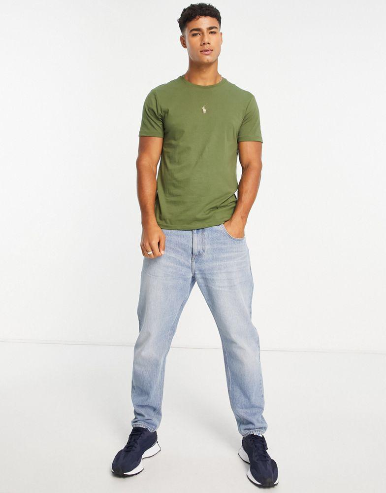 商品Ralph Lauren|Polo Ralph Lauren central icon logo t-shirt custom fit in olive green,价格¥567,第6张图片详细描述