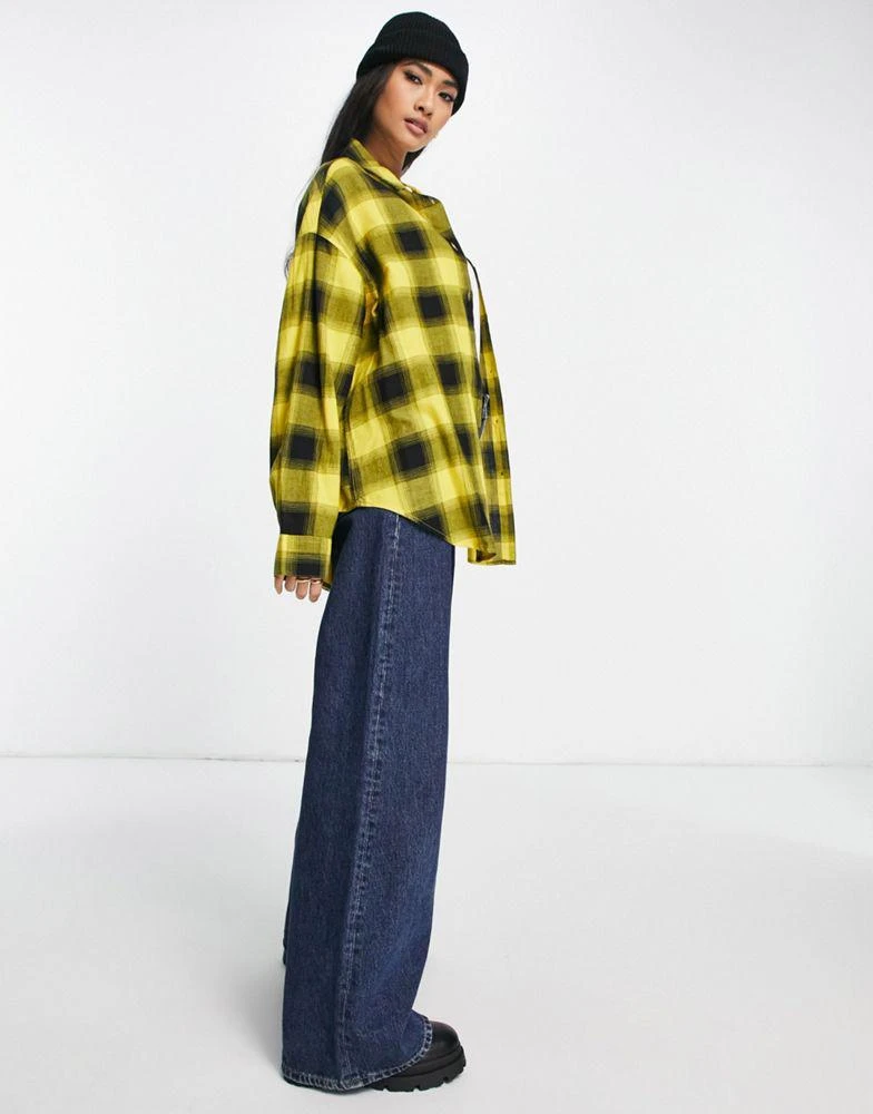 商品ASOS|ASOS DESIGN long sleeve boyfriend shirt in yellow and black check,价格¥101,第4张图片详细描述