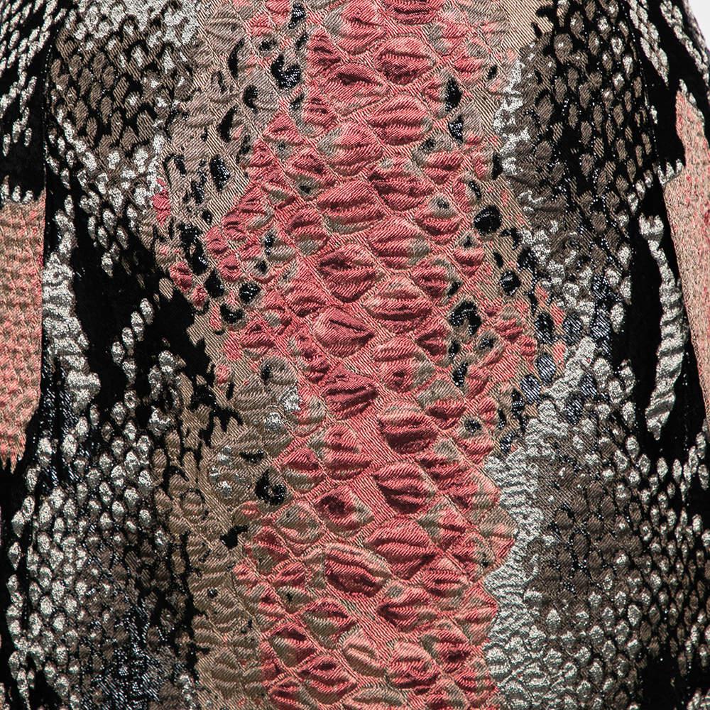 Gucci Multicolor Metallic Knit Textured Snakeskin Printed Mini Skirt M商品第4张图片规格展示