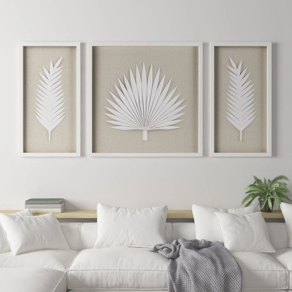 商品Streamdale Furniture|Streamdale Sabal Framed Rice Paper Palm Leaves 3-Piece Shadowbox Wall Decor,价格¥2700,第1张图片