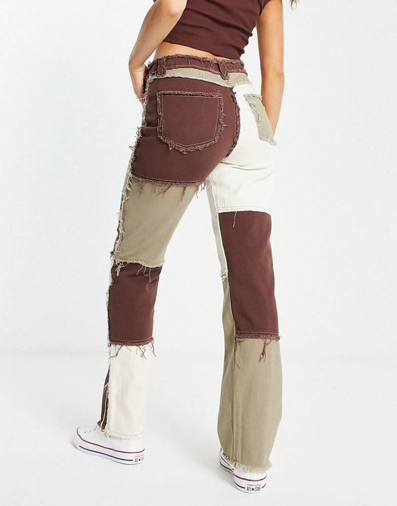 商品Jaded London|Jaded London boyfriend jeans in brown patchwork denim,价格¥142,第2张图片详细描述