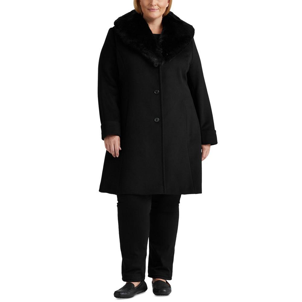 商品Ralph Lauren|Women's Plus Size Faux-Fur-Trim Walker Coat, Created for Macy's,价格¥3015,第5张图片详细描述