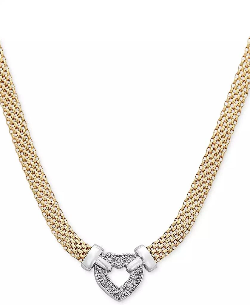 商品Macy's|Diamond Heart Necklace in 14k Gold Vermeil and Sterling Silver (1/8 ct. t.w.),价格¥1897,第3张图片详细描述