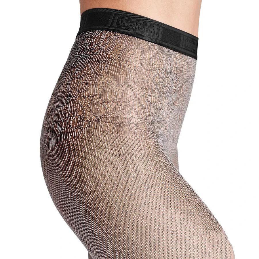 商品Wolford|Ladies Black/Ash Hayden Two-tone Net Tights,价格¥68,第2张图片详细描述