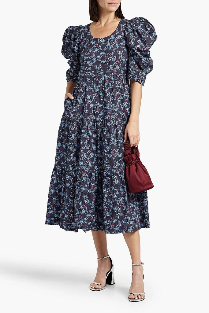 商品Sea|Tilly tiered floral-print cotton and intarsia-knit midi dress,价格¥1858,第5张图片详细描述