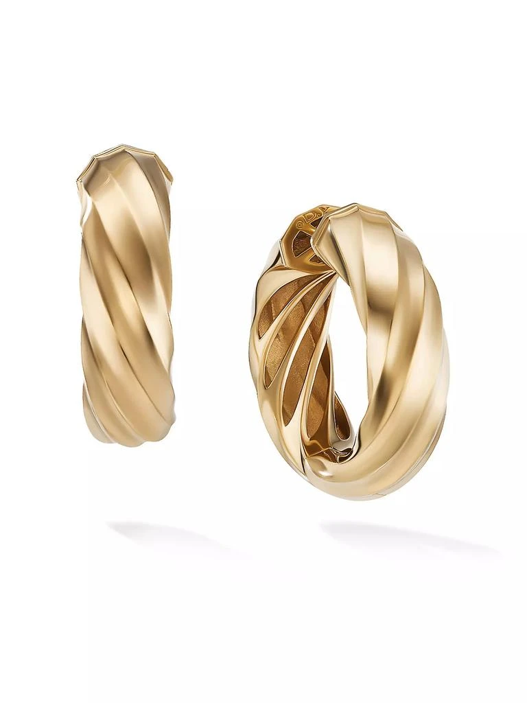 商品David Yurman|Cable Edge Hoop Earrings in 18K Yellow Gold, 28.9MM,价格¥39708,第1张图片