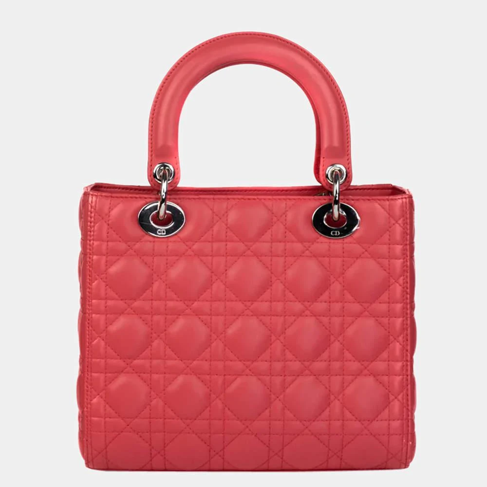 商品[二手商品] Dior|Dior Pink Leather Small Cannage Lady Dior Shoulder Tote Bag ,价格¥22199,第3张图片详细描述