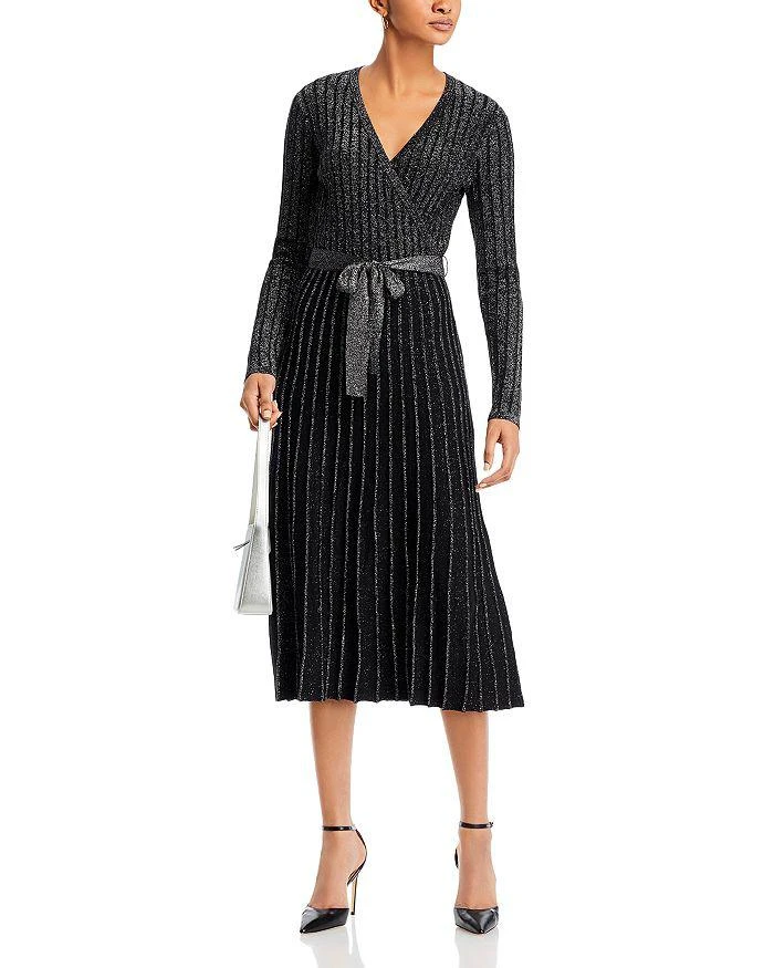 商品Tahari|Metallic Knit Wrap Dress,价格¥960,第2张图片详细描述