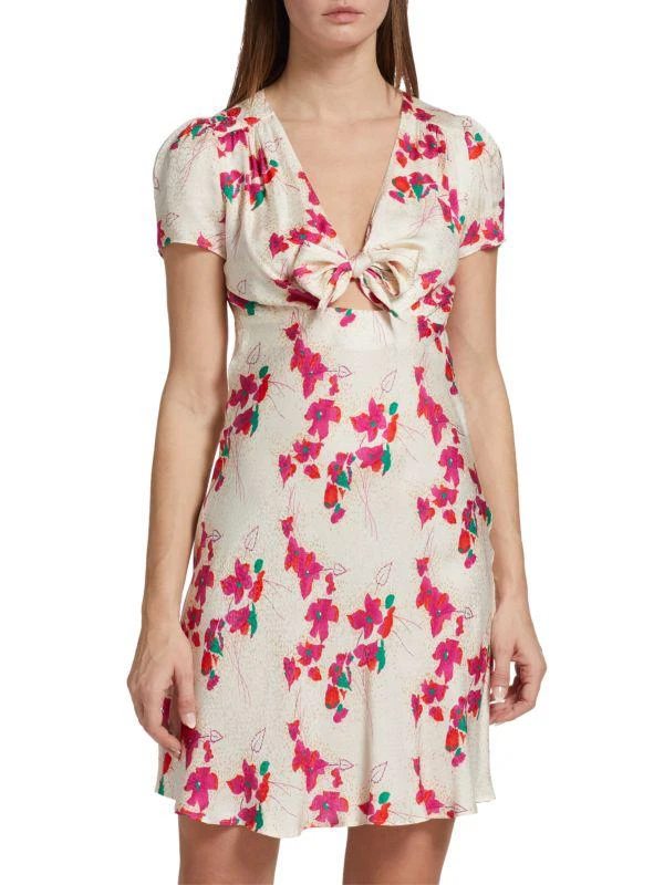 商品ba&sh|Elita Floral Jacquard Tie Front Mini Dress,价格¥758,第1张图片