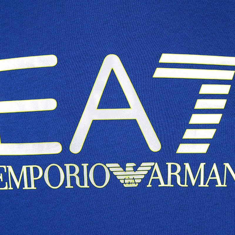 Emporio Armani 安普里奥 阿玛尼 EA7系列 男士V领蓝色棉质logo印花短袖T恤 277003-6P228-6735商品第3张图片规格展示