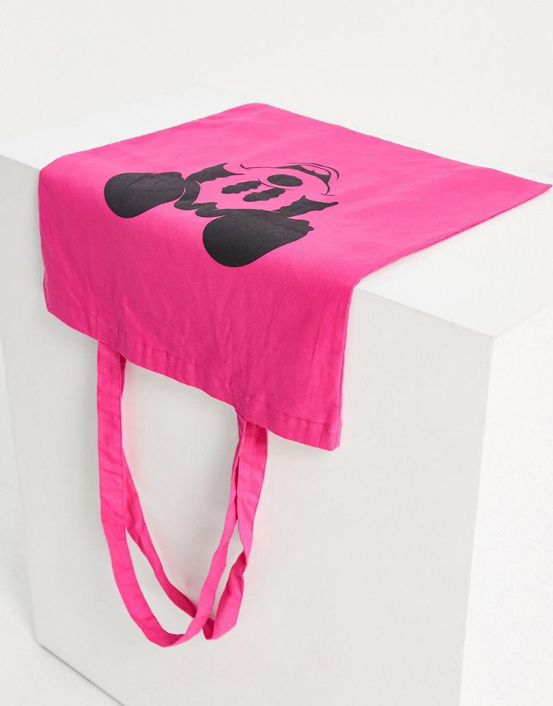 ASOS DESIGN Punk Mickey license graphic shopper tote bag in pink商品第4张图片规格展示