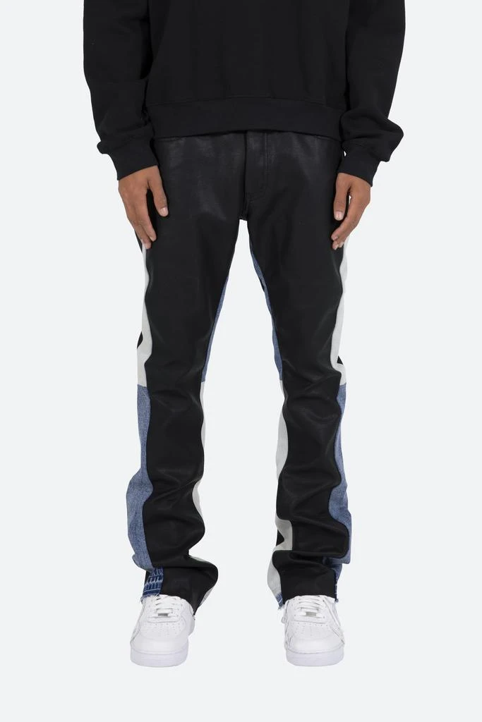 商品MNML|B417 Leather Flare Pants - Black/Blue,价格¥351,第1张图片