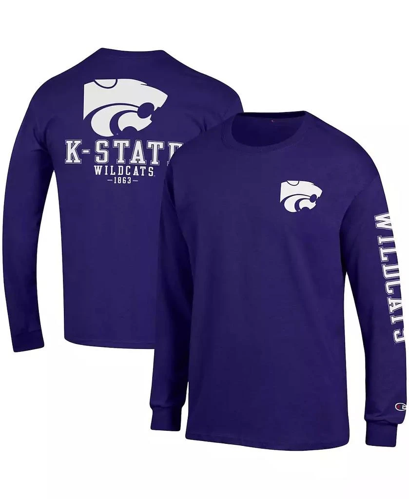 商品CHAMPION|Men's Purple Kansas State Wildcats Team Stack Long Sleeve T-shirt,价格¥225,第1张图片