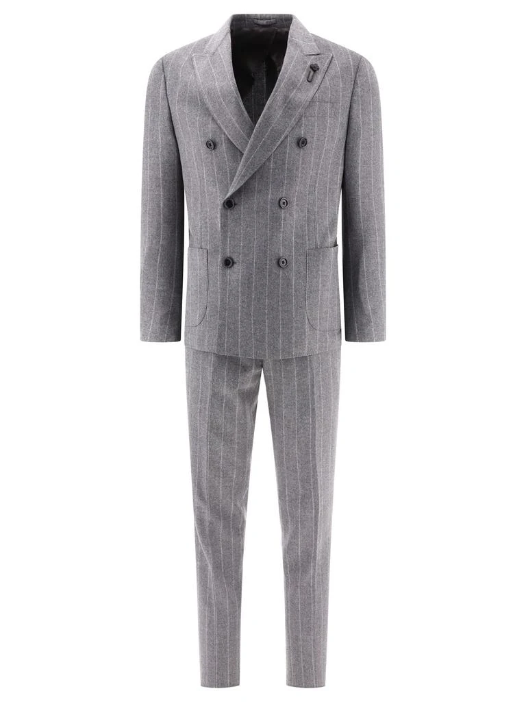 商品LARDINI|Pinstriped Suit Suits Grey,价格¥8789,第1张图片