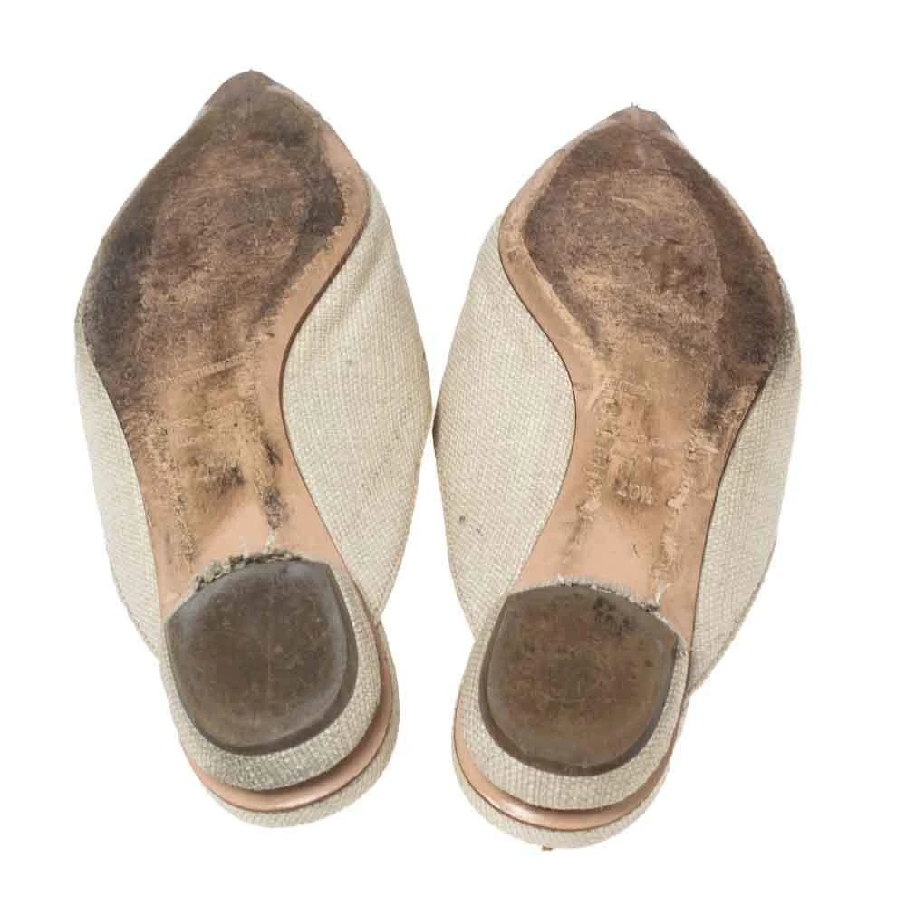 Nicholas Kirkwood Cream Raffia Pointed Toe Beya Flat Mule Sandals Size 40.5 商品