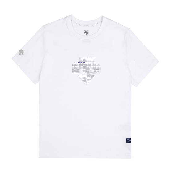 【享贝家】DESCENTE 迪桑特 线条纹标短袖T恤 白色 SM323UTS76-WHT0（现采购商品，下单后12天内发货）商品第1张图片规格展示