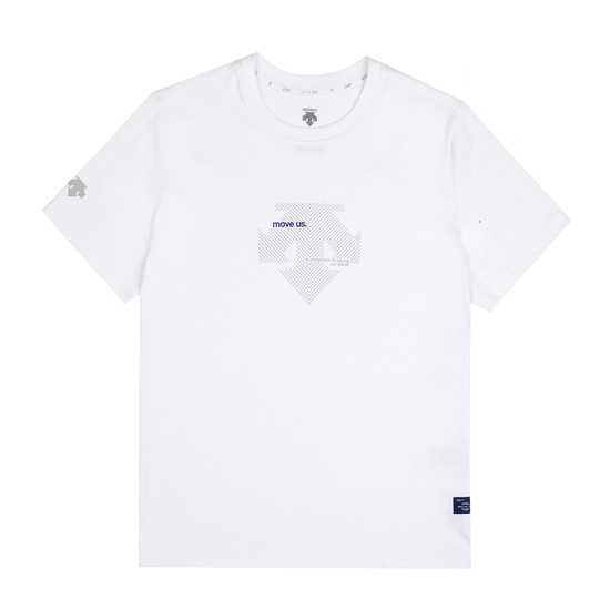 商品DESCENTE|【享贝家】DESCENTE 迪桑特 线条纹标短袖T恤 白色 SM323UTS76-WHT0（现采购商品，下单后12天内发货）,价格¥369,第1张图片