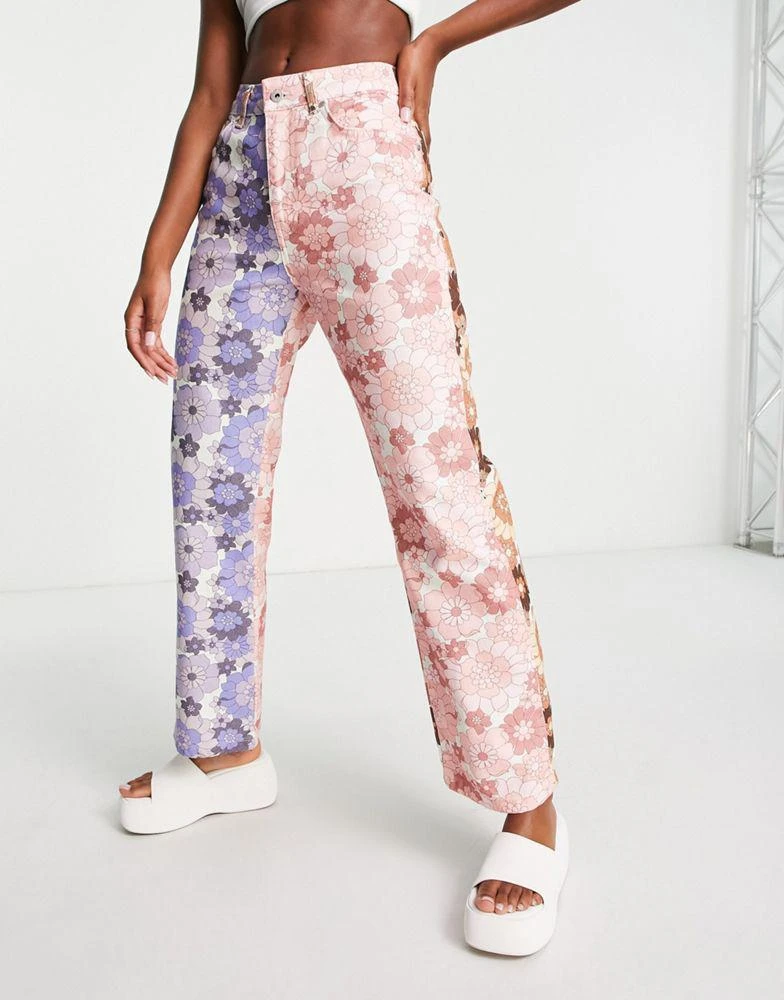 商品The Ragged Priest|The Ragged Priest relaxed straight leg jeans in contrast retro floral denim,价格¥377,第2张图片详细描述