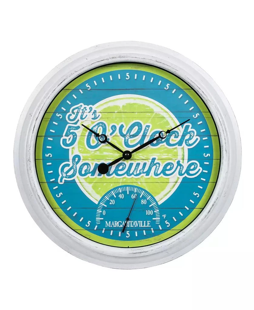 商品La Crosse Technology|433-3841MV2T 15.75" Margaritaville Indoor, Outdoor Wall Clock with Temp It's 5 O'Clock Somewhere,价格¥326,第1张图片