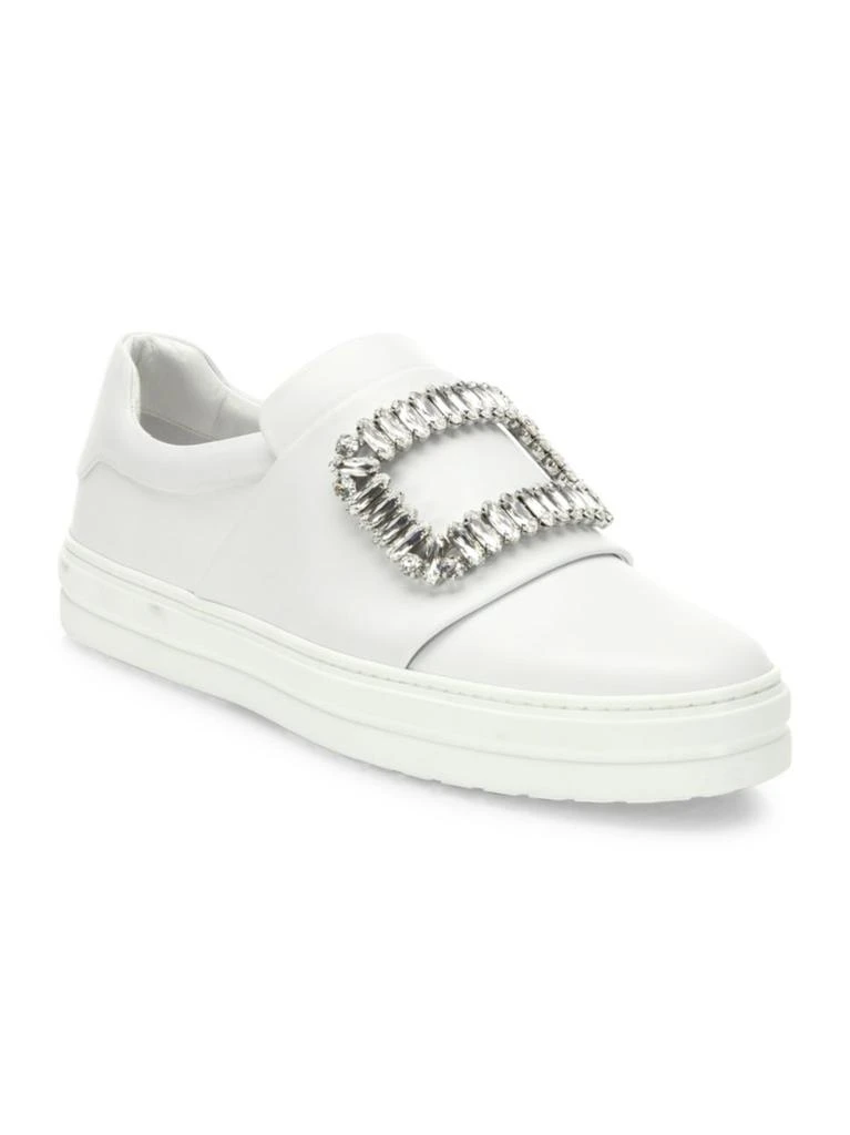 商品Roger Vivier|Viv Crystal-Buckle Leather Sneakers,价格¥9949,第2张图片详细描述