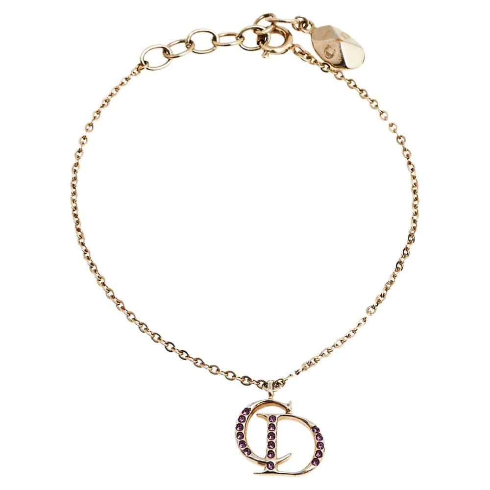 商品[二手商品] Dior|Dior Crystal CD Charm Gold Tone Bracelet,价格¥851,第1张图片
