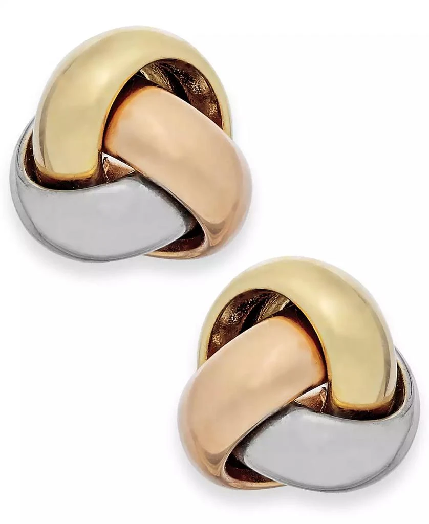 商品Macy's|Tri-Tone Love Knot Stud Earrings in 14k Gold,价格¥2693,第1张图片