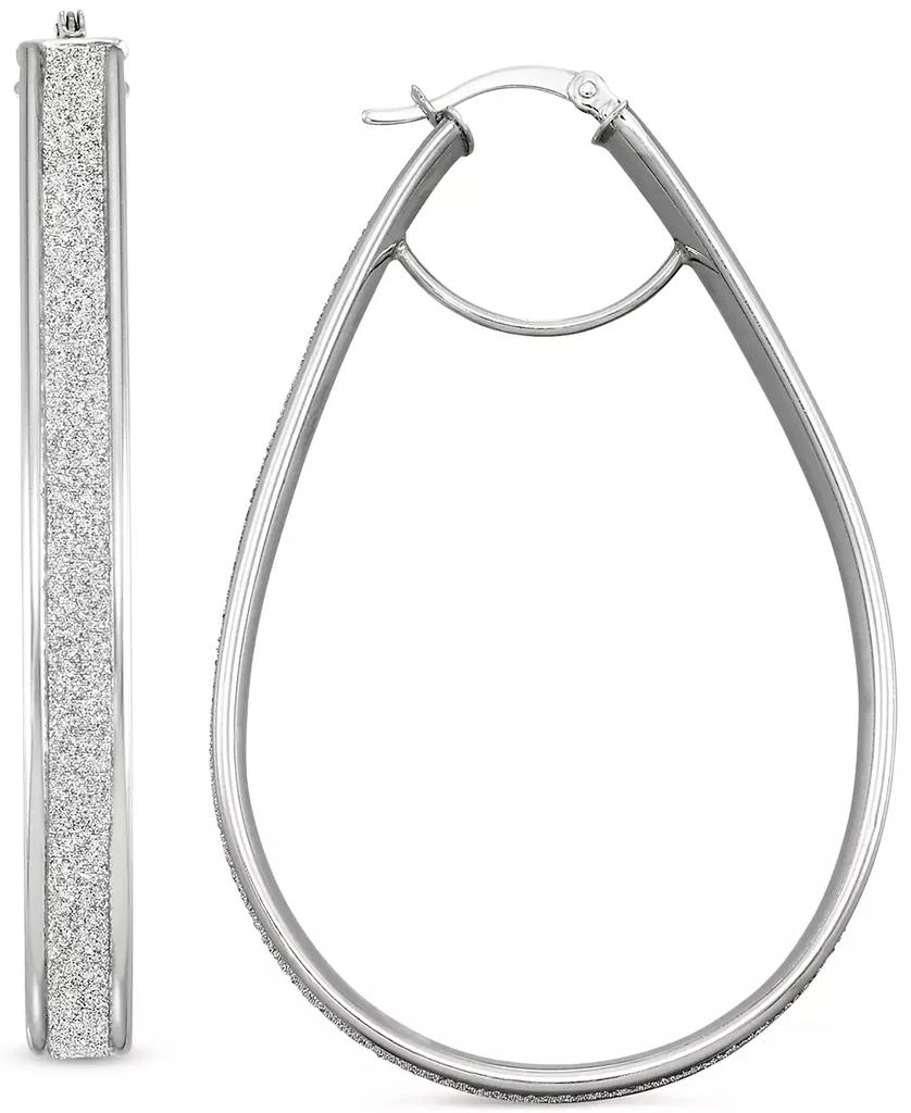 商品Macy's|Glitter Pear-Shape Hoop Earrings in Sterling Silver,价格¥655,第1张图片