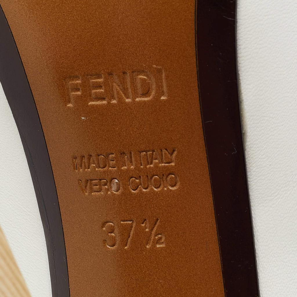 Fendi White/Brown Leather And Stretch Fabric Platform Ankle Boots Size 37.5商品第8张图片规格展示
