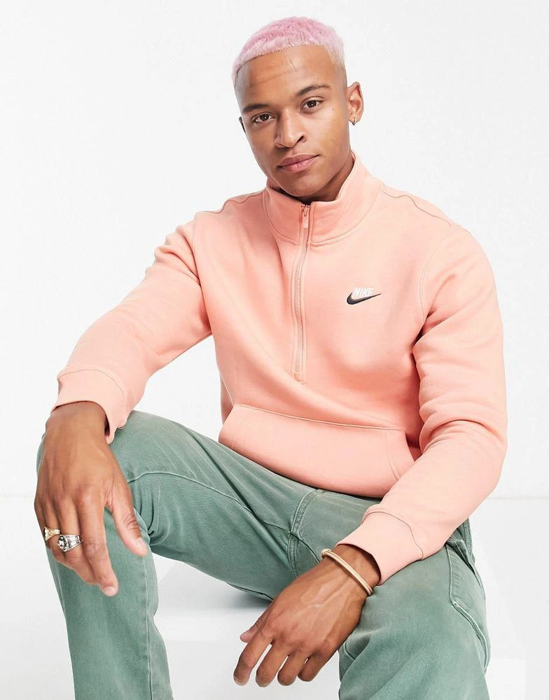 【轻微瑕疵】Nike Club half zip top in madder root 商品