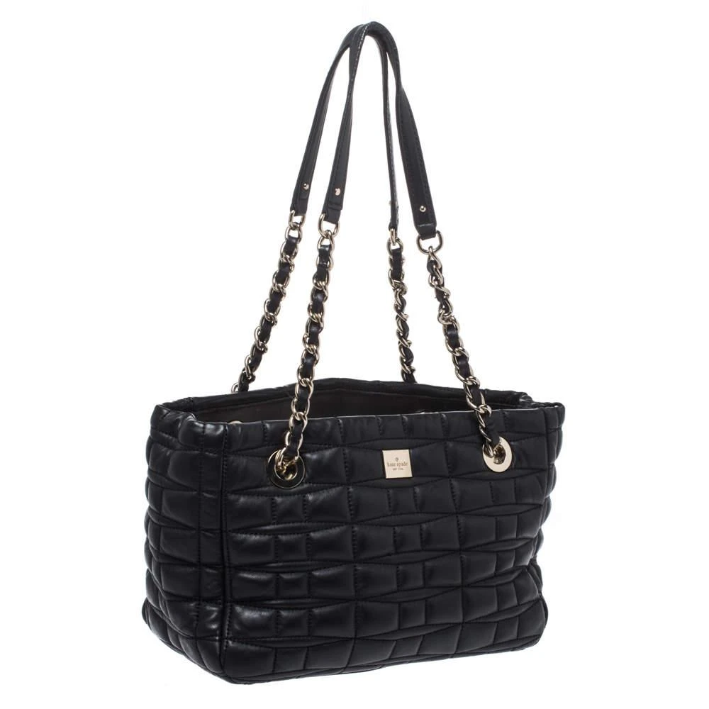 商品[二手商品] Kate Spade|Kate Spade Black Square Quilted Leather Chain Tote,价格¥1609,第3张图片详细描述