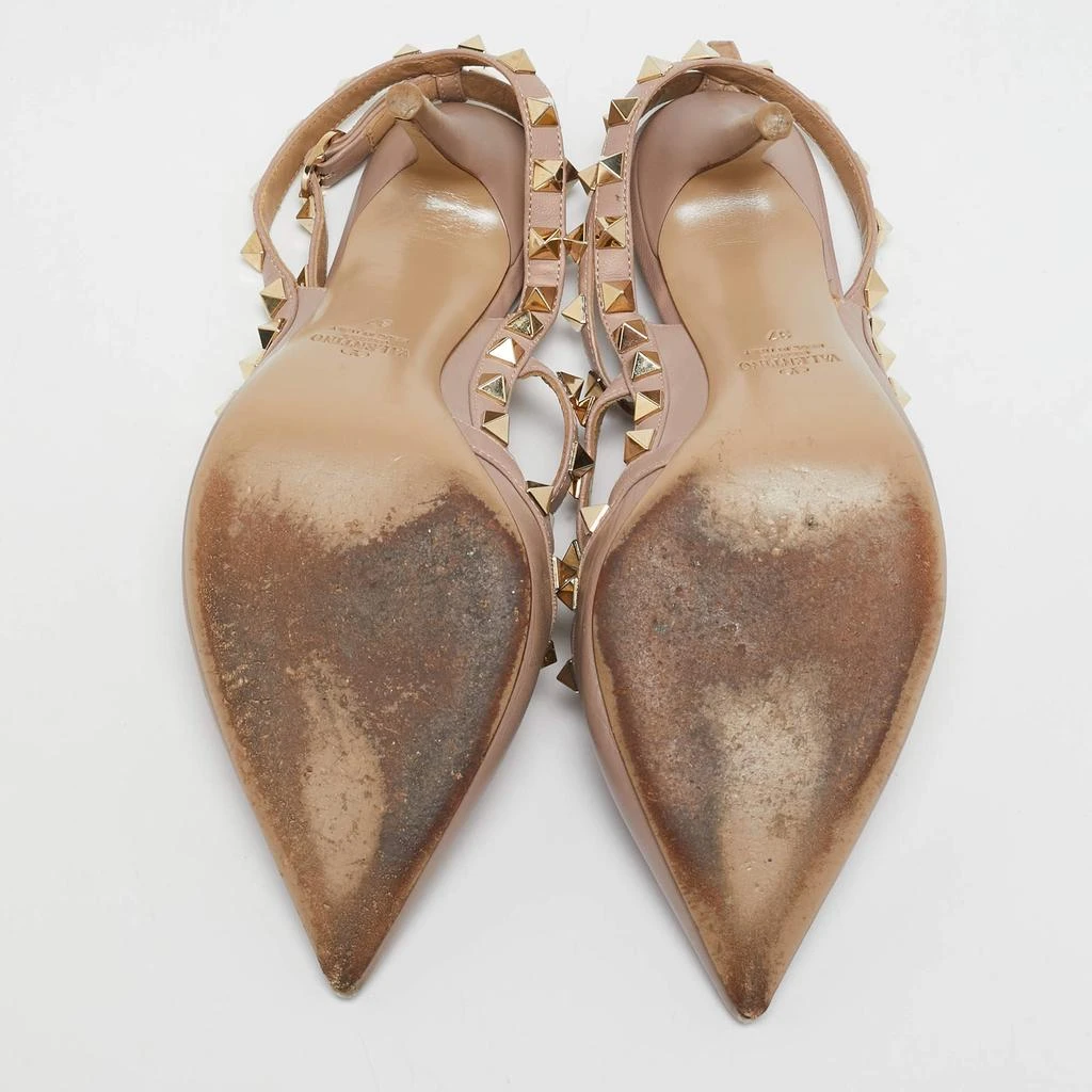 Valentino Beige Leather Rockstud Ankle Strap Pumps Size 37 商品