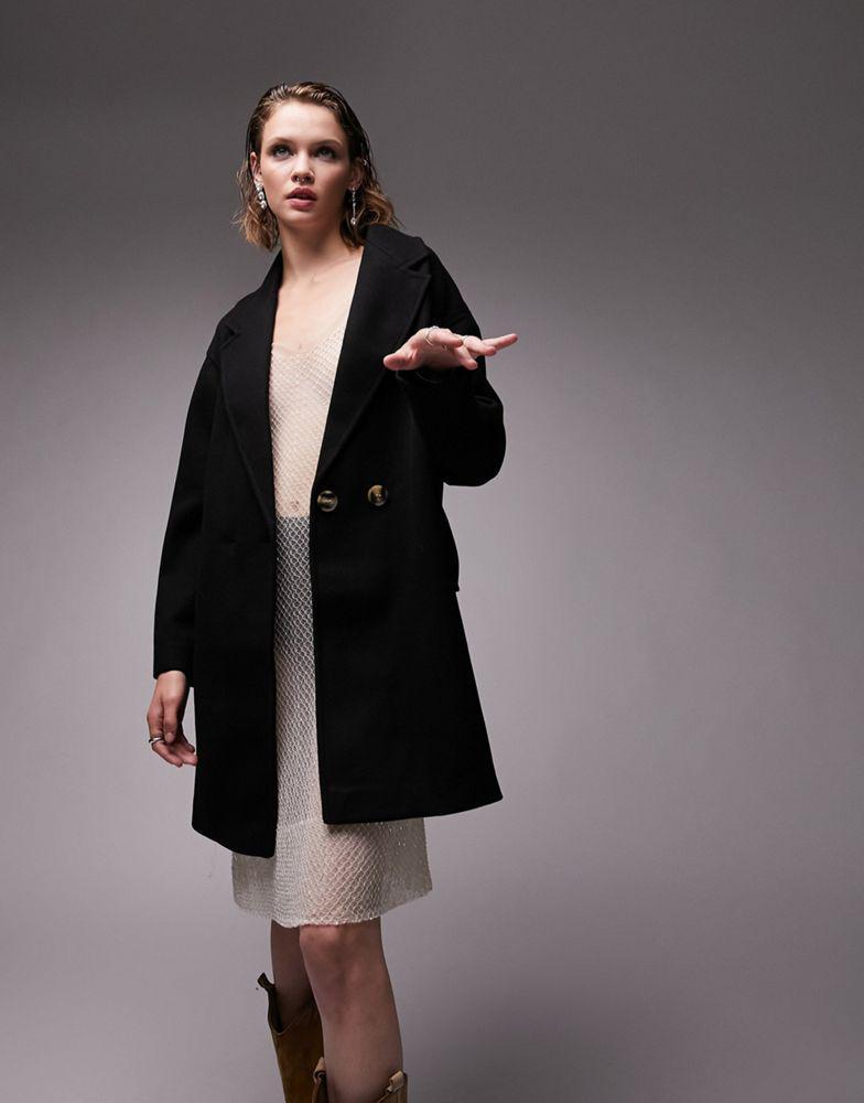 商品Topshop|Topshop double breasted short coat in black,价格¥453,第6张图片详细描述