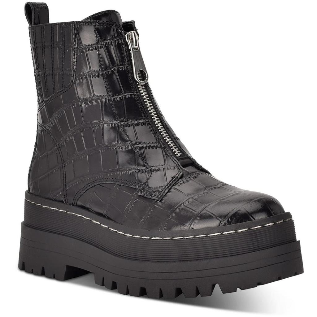 Marc Fisher LTD Womens Prisco2 Leather Embossed Combat & Lace-up Boots商品第1张图片规格展示