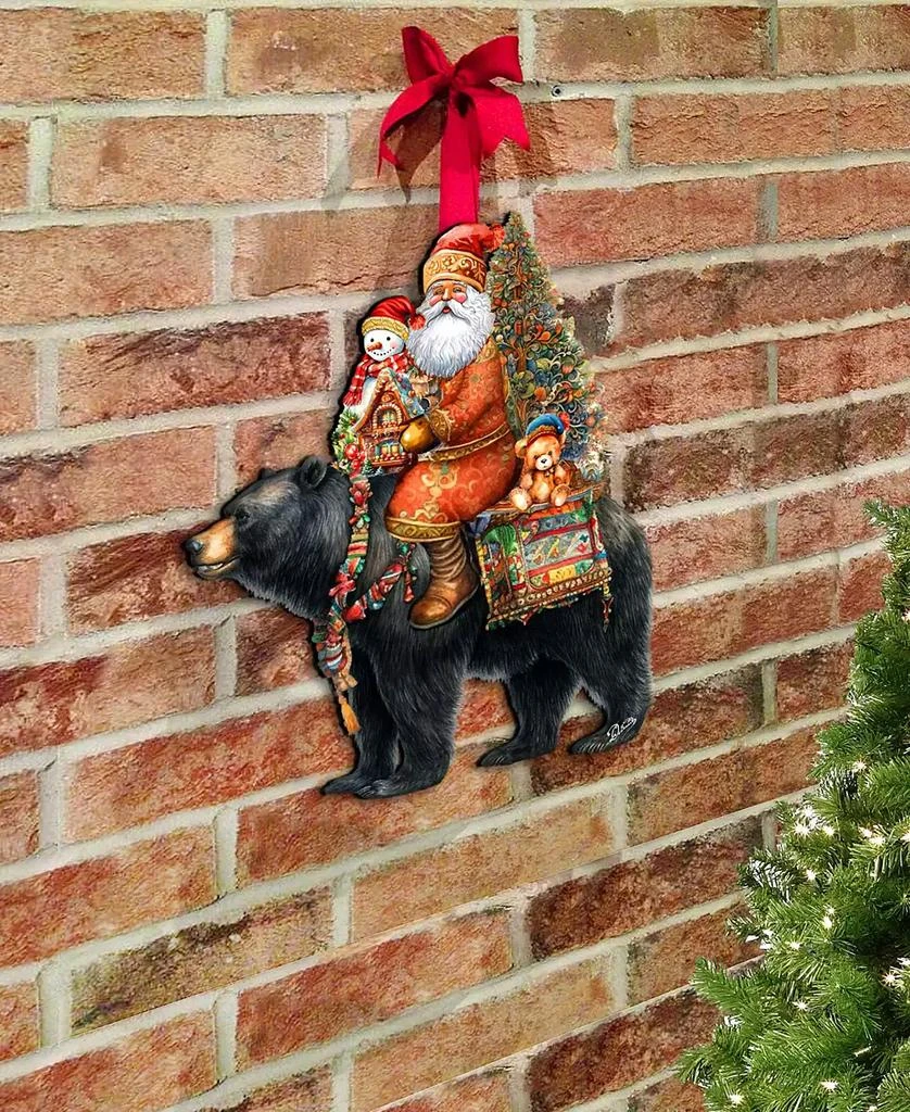 商品Designocracy|Santa Claus and Black Bear Christmas Door Decor Wooden Wall Decor G. DeBrekht,价格¥989,第5张图片详细描述