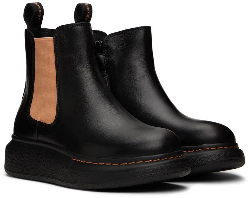 商品Alexander McQueen|Kids Black & Orange Oversized Chelsea Boots,价格¥1526,第4张图片详细描述