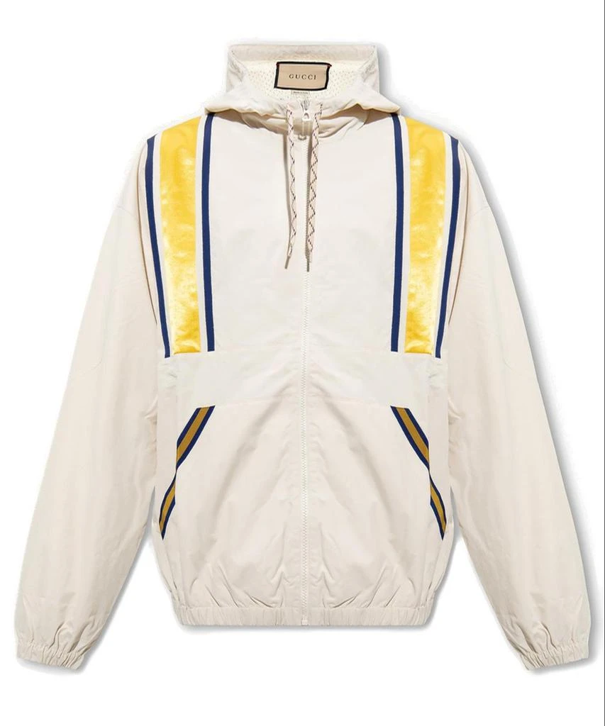 商品Gucci|Gucci Striped Detail Hooded Jacket,价格¥9794,第1张图片