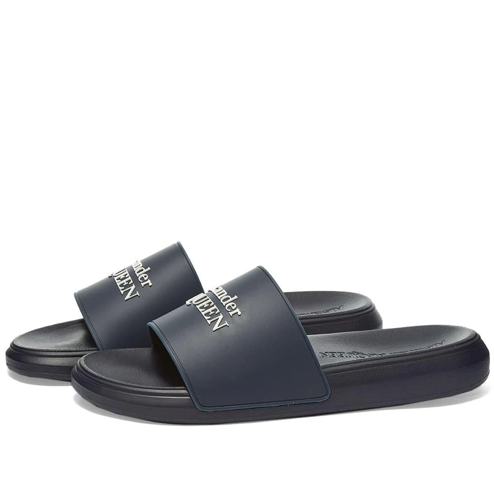 商品Alexander McQueen|Alexander McQueen Logo Wedge Sole Pool Slide,价格¥1120,第1张图片