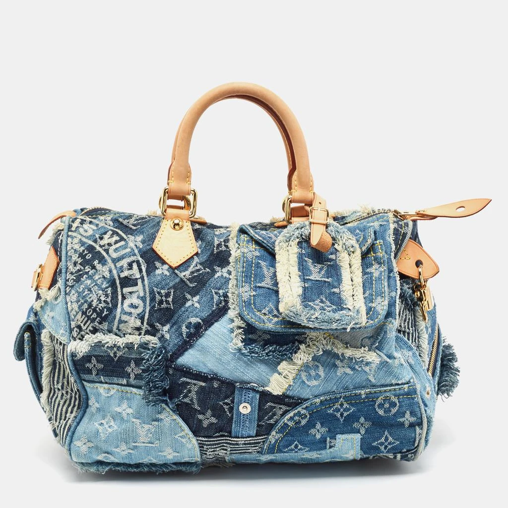 商品[二手商品] Louis Vuitton|Louis Vuitton Blue Monogram Denim Limited Edition Patchwork Speedy Bag,价格¥19919,第1张图片