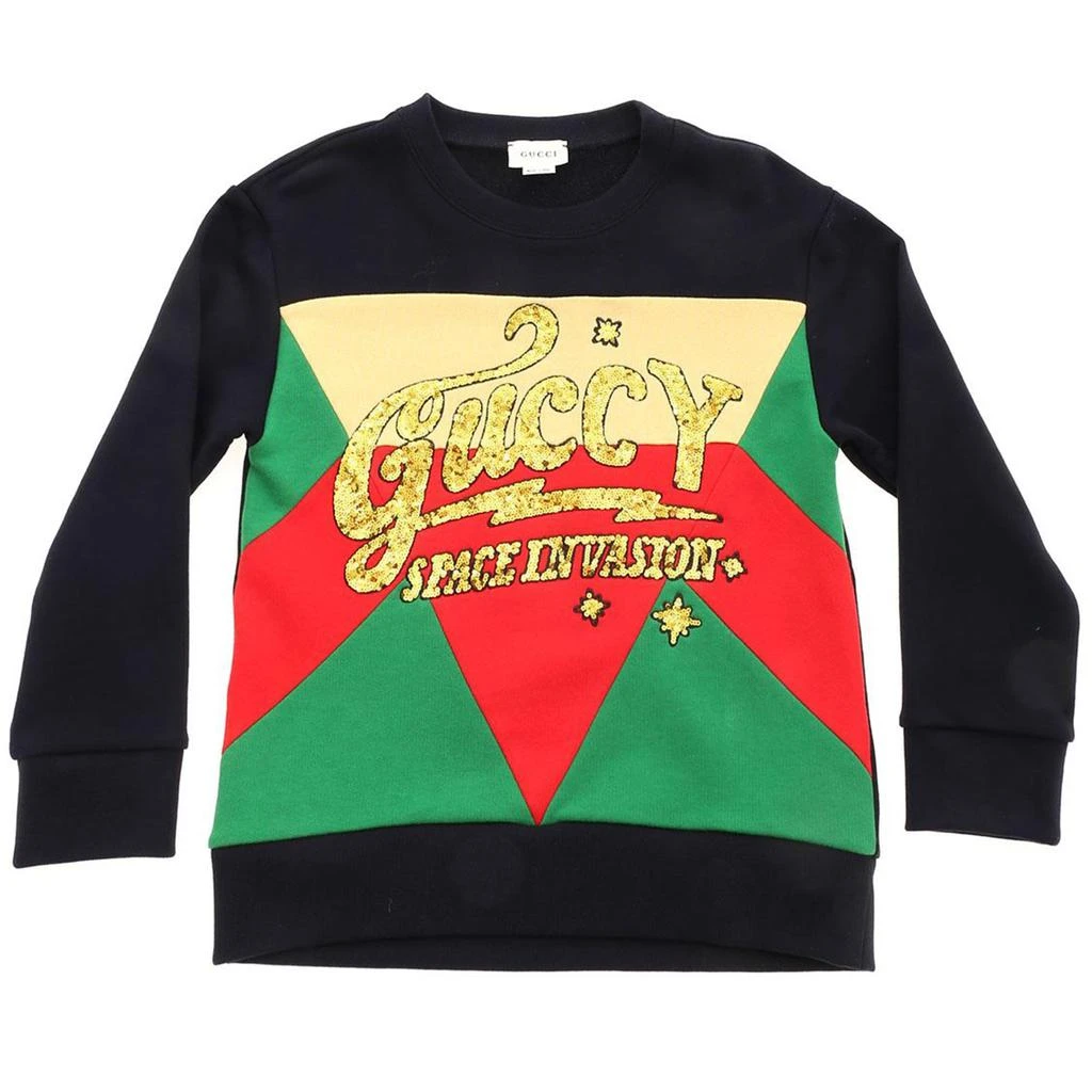 商品Gucci|Gucci Kids Logo Embellished Crewneck Sweatshirt,价格¥2663,第1张图片