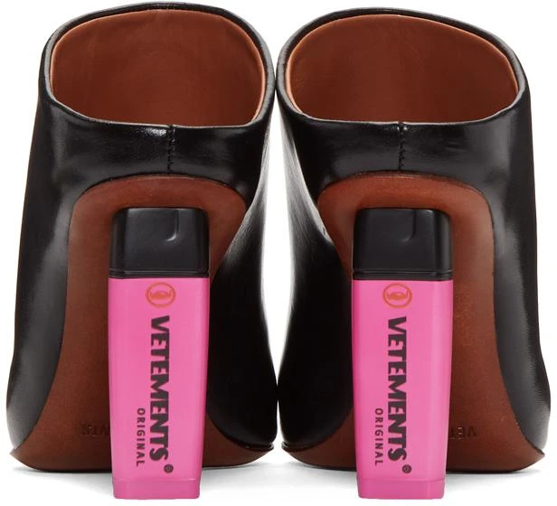 商品Vetements|Black & Pink Highlighter Mules,价格¥10957,第4张图片详细描述