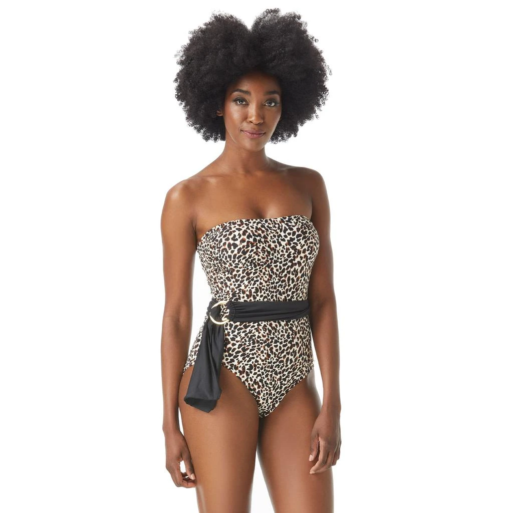 商品Vince Camuto|Tanzania Cheetah Logo Ring Belted Bandeau One-Piece,价格¥820,第1张图片