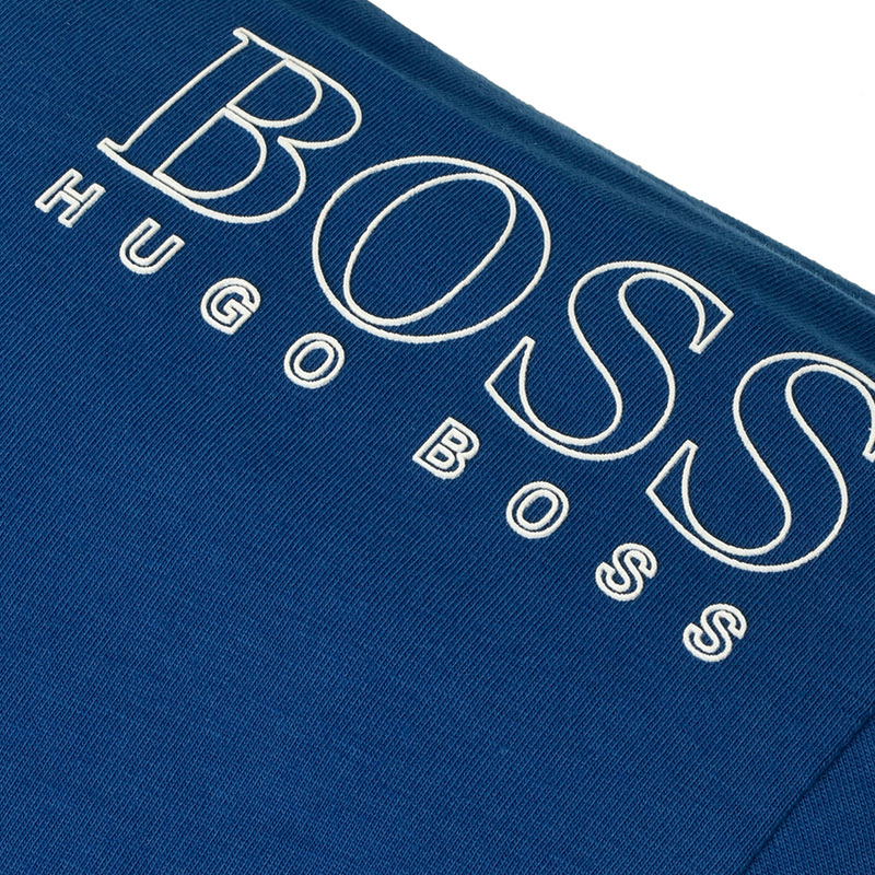 商品Hugo Boss|Hugo Boss 雨果博斯 男士蓝色纯色款棉质短袖T恤 TEE-181-6415-420,价格¥455,第1张图片